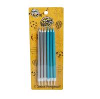 свечи металлик серебро голубые